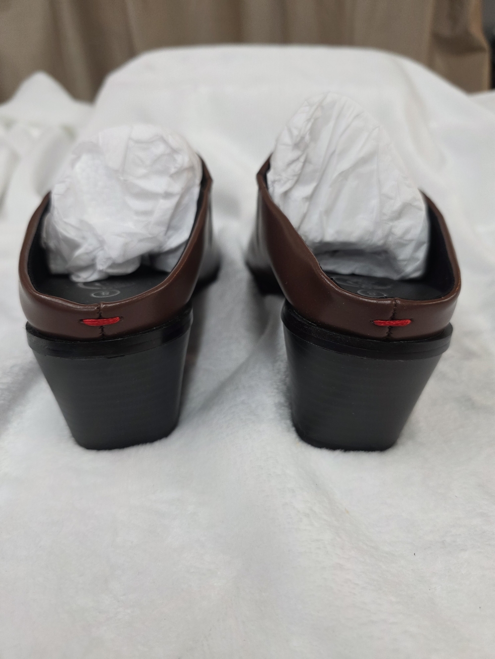 Womens Brown Square-Toe Slip-On Mule with Low Block Heel NEW - Picture 4 of 6